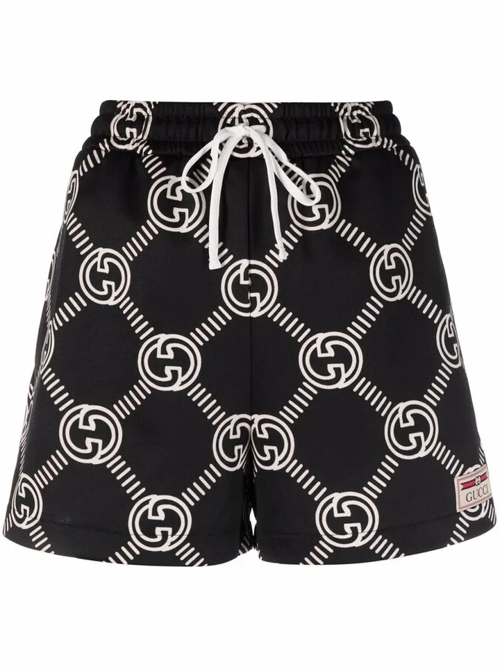 Motif-Print Drawstring-Waist Shorts