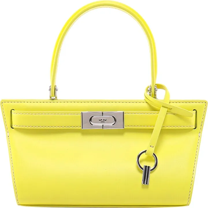 Leather handbag with frontal monogram