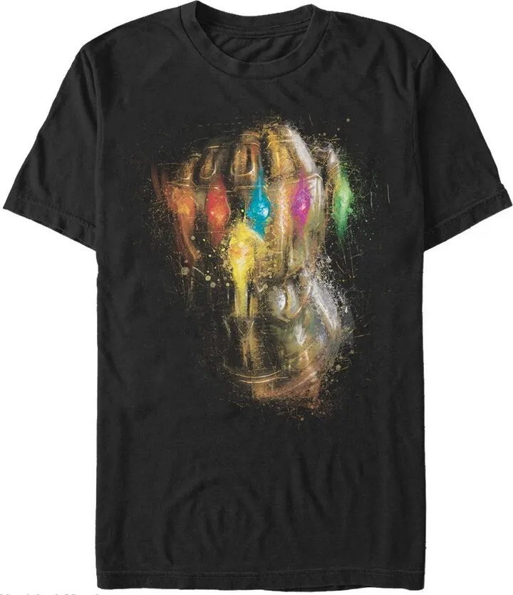 Men's Marvel Avengers: Endgame Thanos Spray Paint Glove T-Shirt - Black - 5X Large