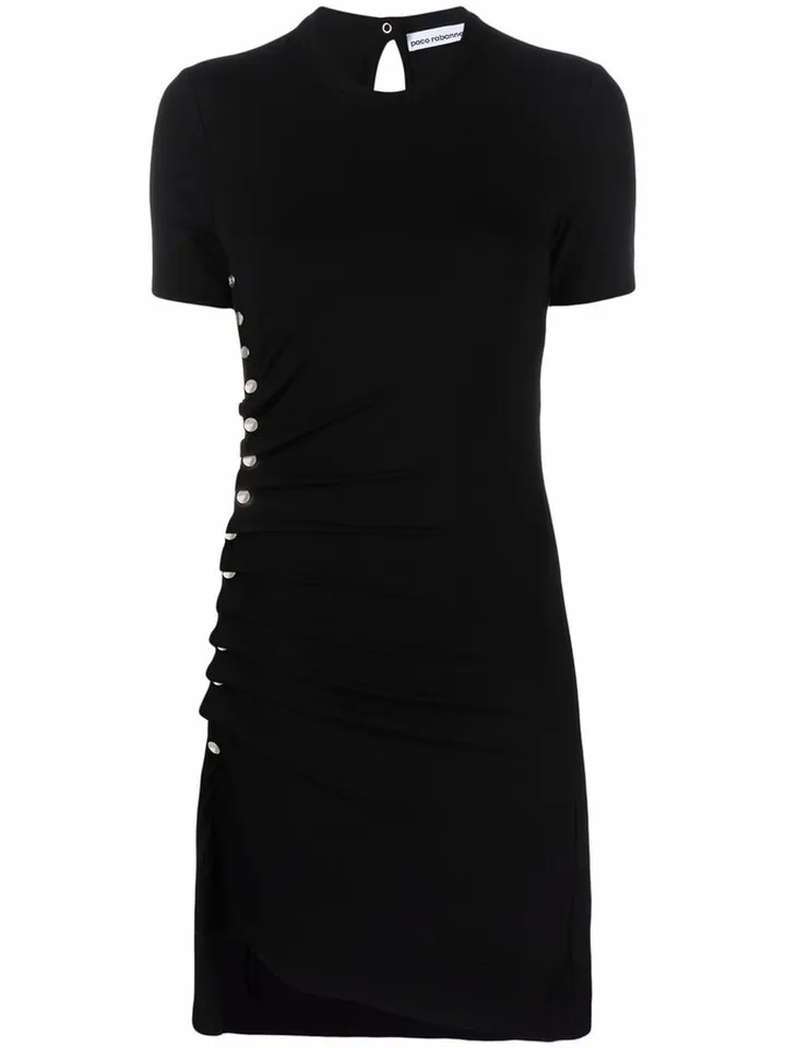 Rivet-Embellished Asymmetric Dress