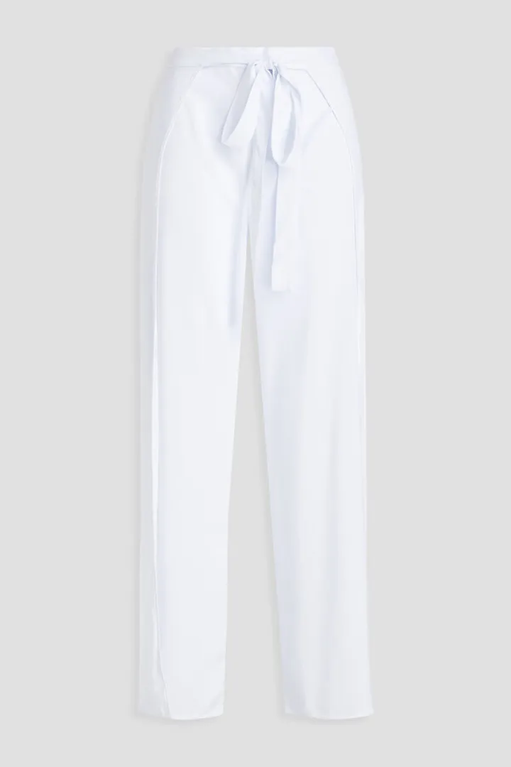 Tie-front cotton wide-leg pants