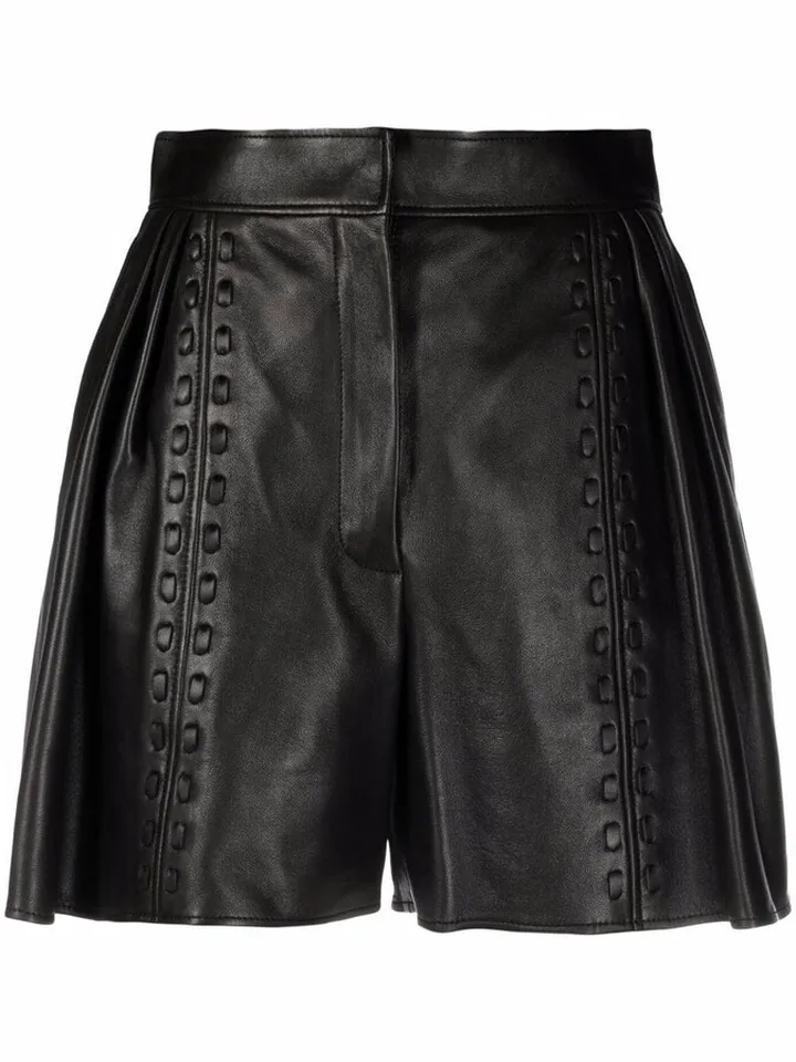 High-Waisted Polished-Finish Shorts