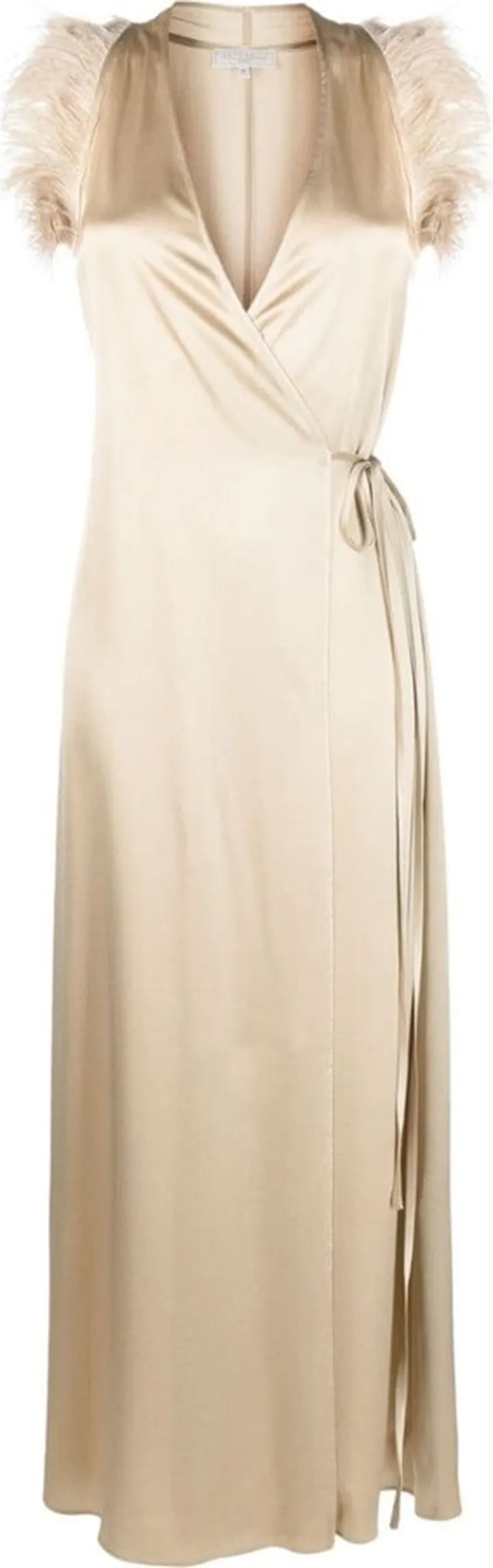 Feather-Detail Long Dress