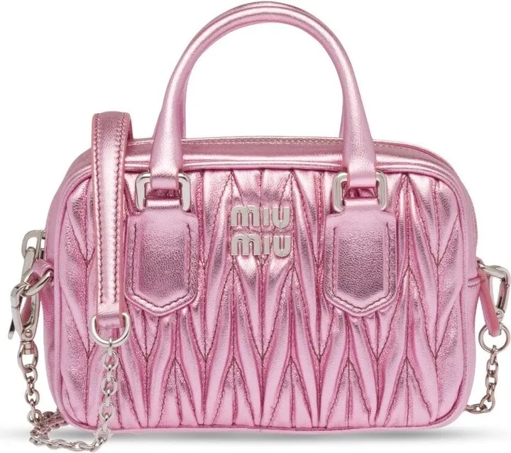 Metallic-Finish Quilted Tote Bag
