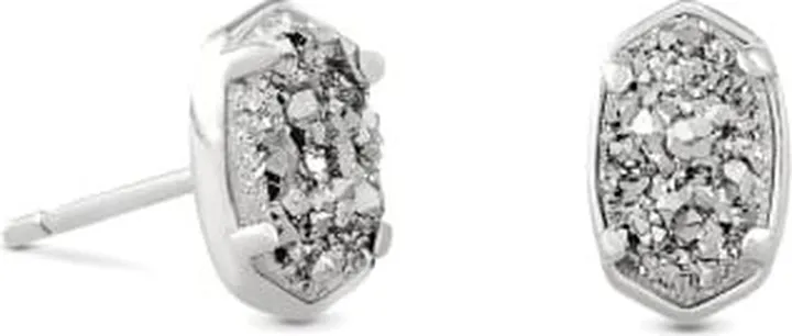 Emilie Silver Stud Earrings in Platinum Drusy