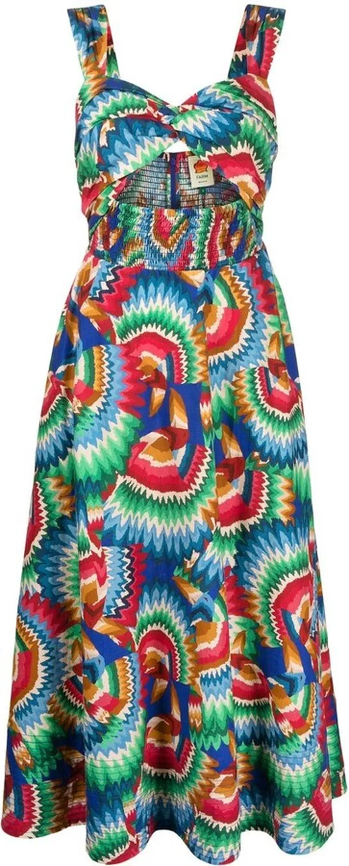 Abstract-Print Cut-Out Midi Dress