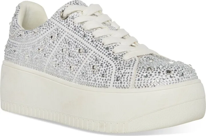 Steve Madden Women's Rockaway Rhinestone Lace-Up Platform Sneakers