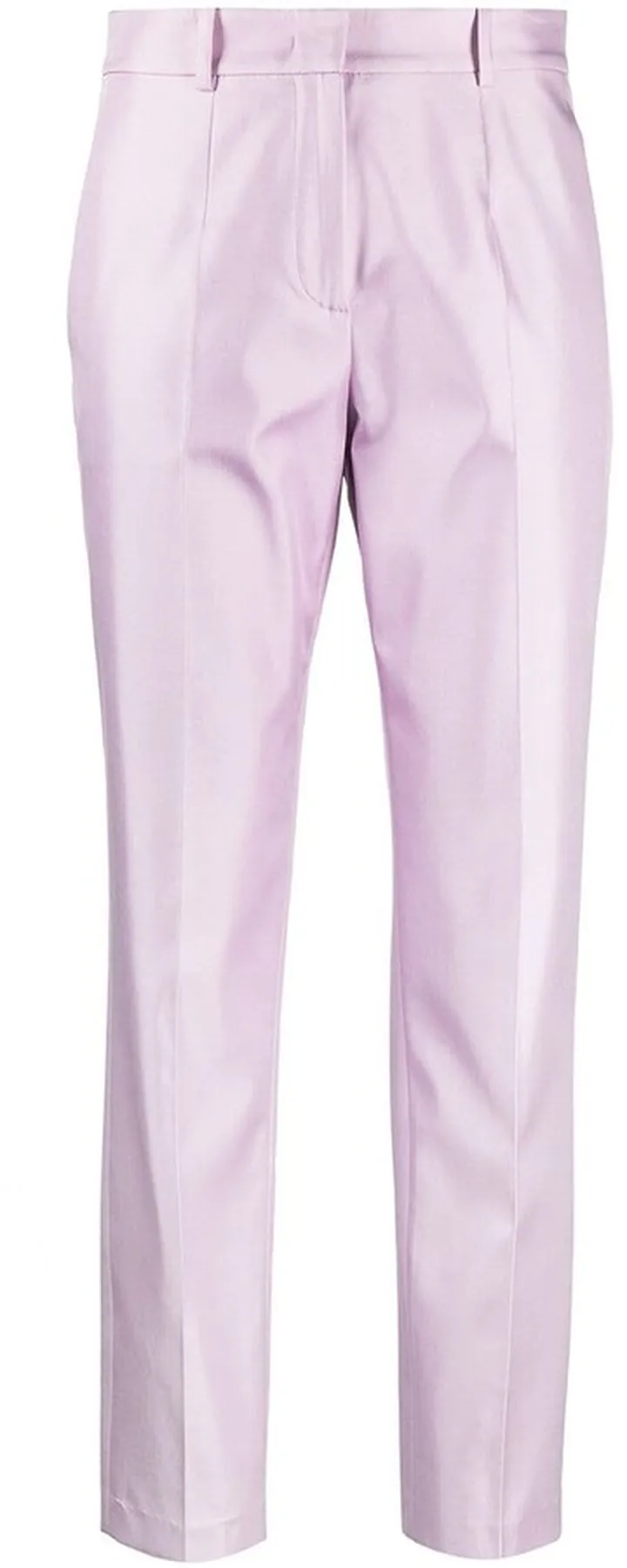 Cropped Straight-Leg Silk Trousers