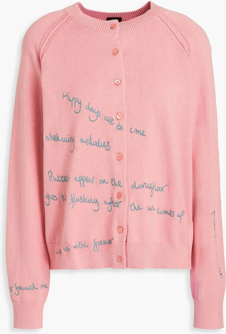 Embroidered cotton and cashmere-blend cardigan