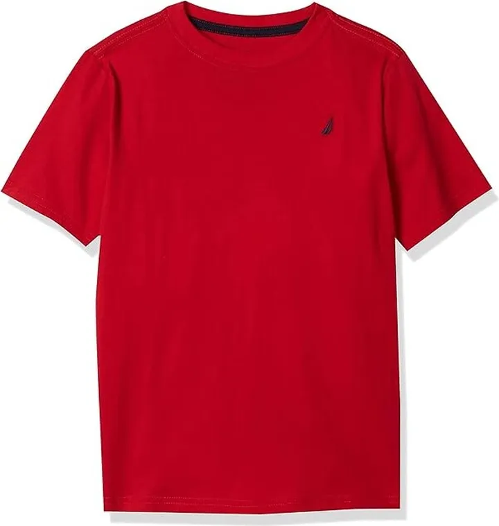Nautica Boys' Short Sleeve Solid Crew Neck T-Shirt (Carmine) Men's T Shirt