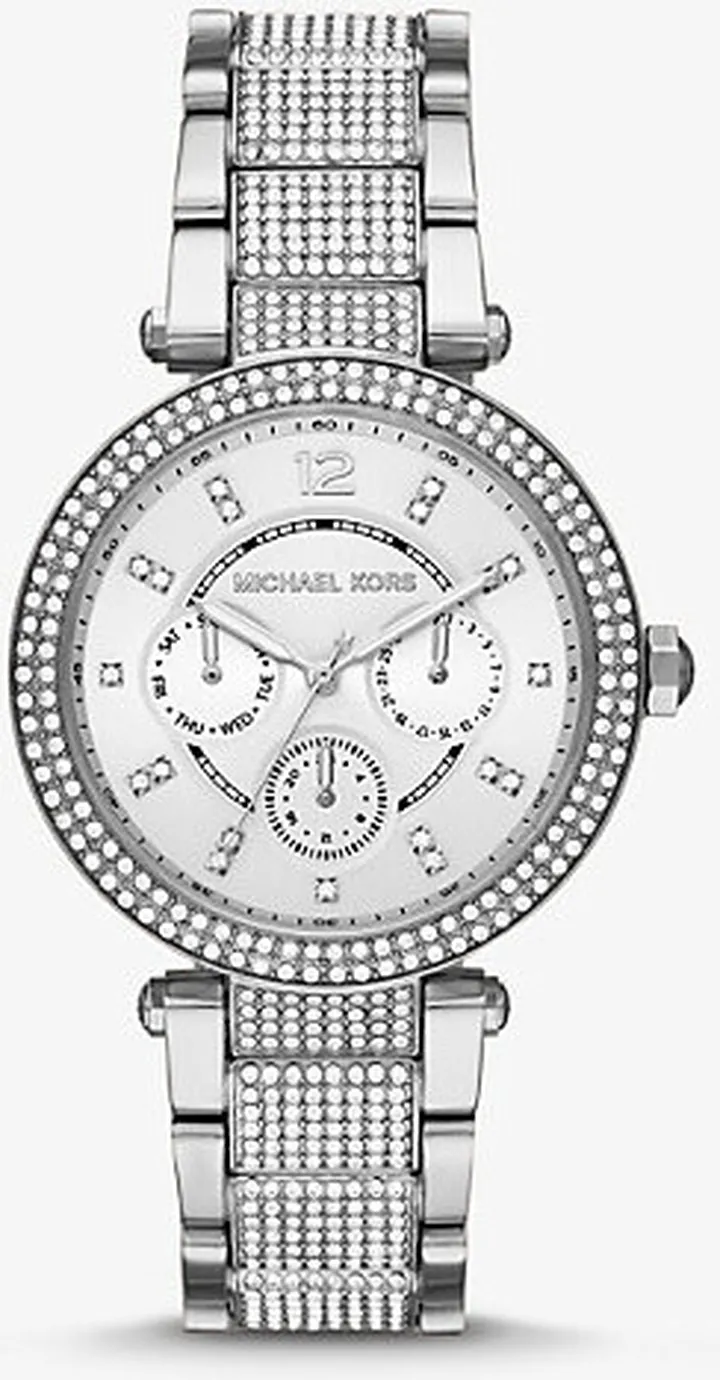 Oversized Parker Pavé Silver-Tone Watch