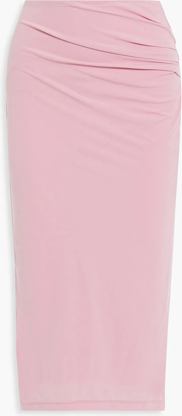Ruched stretch-jersey midi skirt
