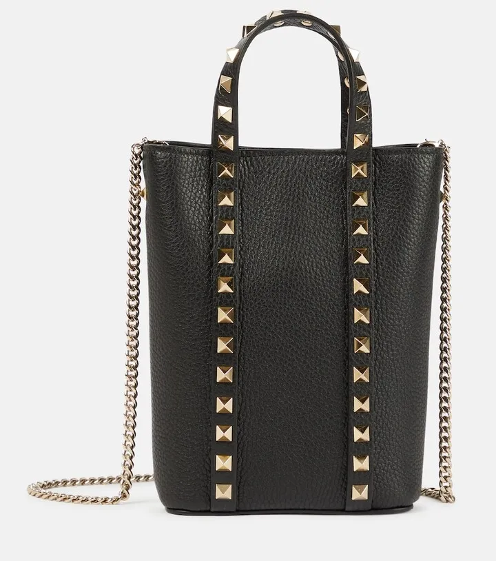 Rockstud leather tote bag