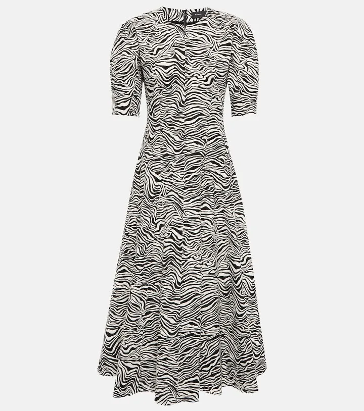 Zebra jacquard midi dress