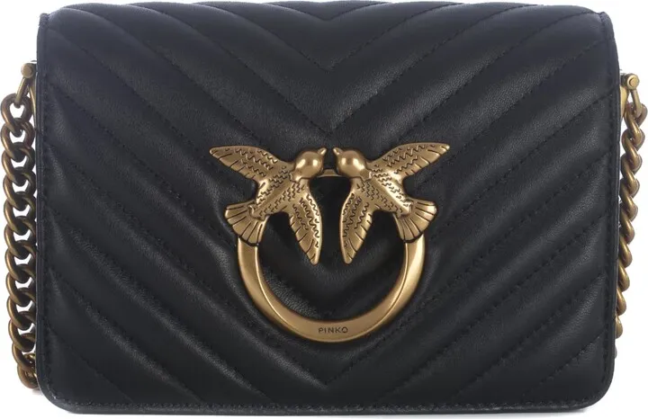 Bag Pinko mini Love Click Chevron In Nappa Leather