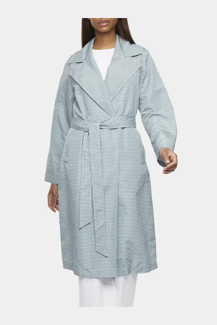 Houndstooth Printed Rain Trench