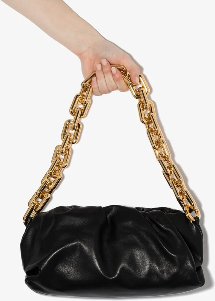Black The Chain Pouch Leather Shoulder Bag