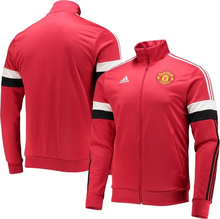 Men's Red Manchester United 3-Stripe Full-Zip Aeroready Track Jacket