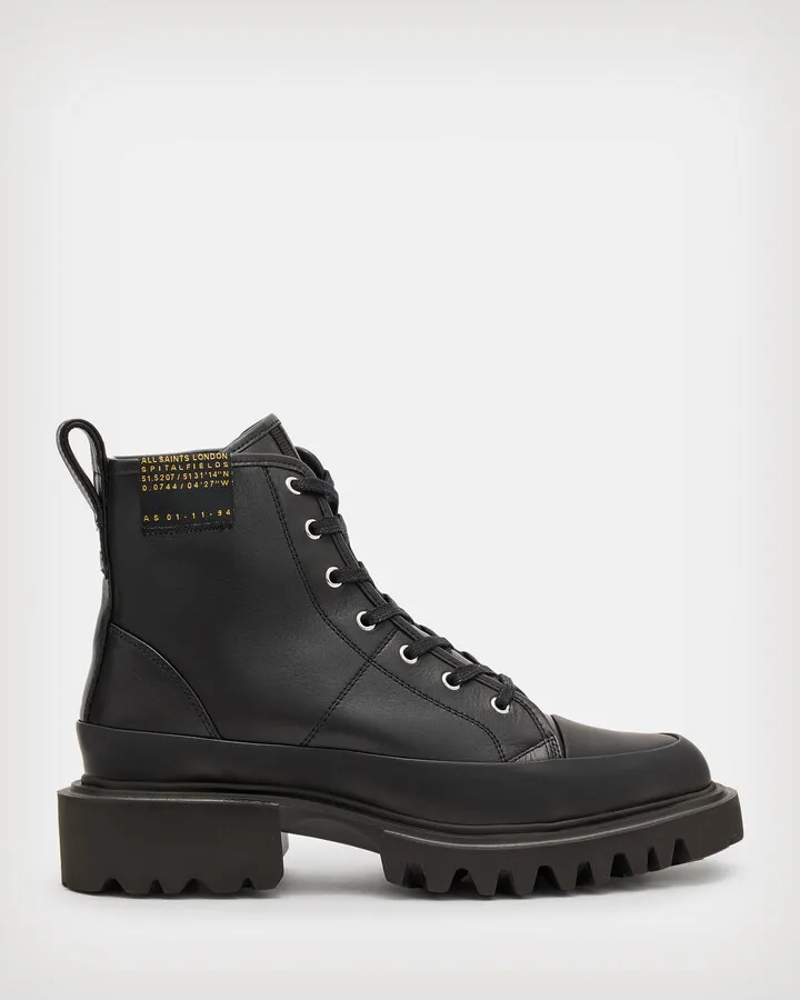 Myla Leather Combat Boots - Black