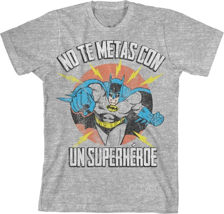 Batman No Te Metas Con Un Superheroe Youth Athletic Gray Graphic Tee-Medium