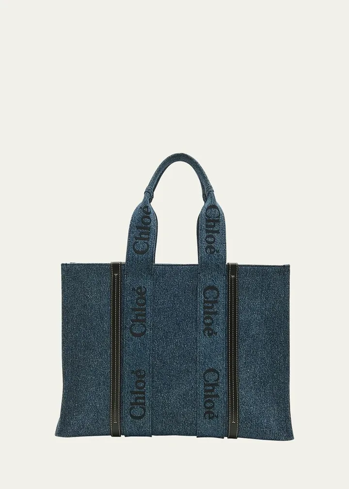 Woody Large Denim Tote Bag