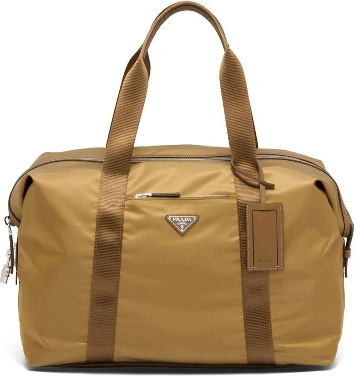 Re-Nylon triangle logo holdall bag