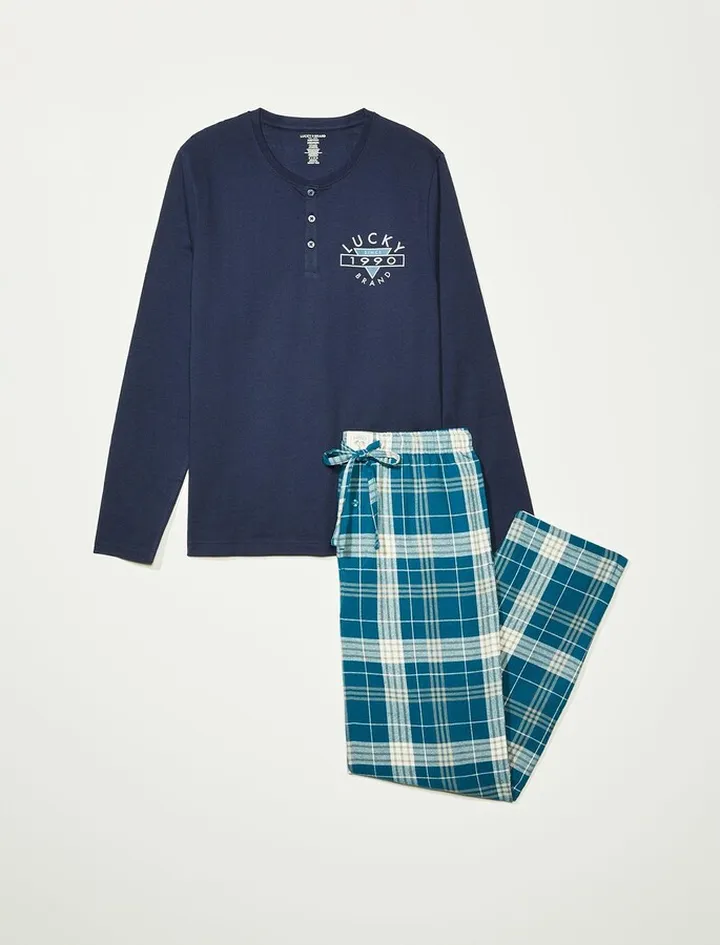 Lucky Brand Mens Lucky 1990 Flannel Sleep Gift Set