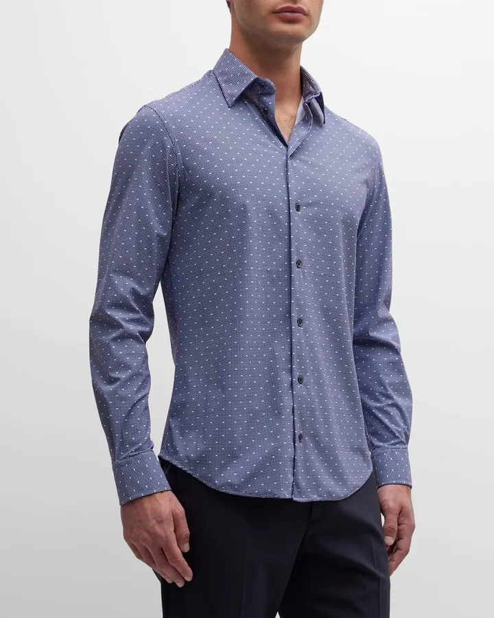 Men's Camicia Micro-Print Stretch Sport Shirt