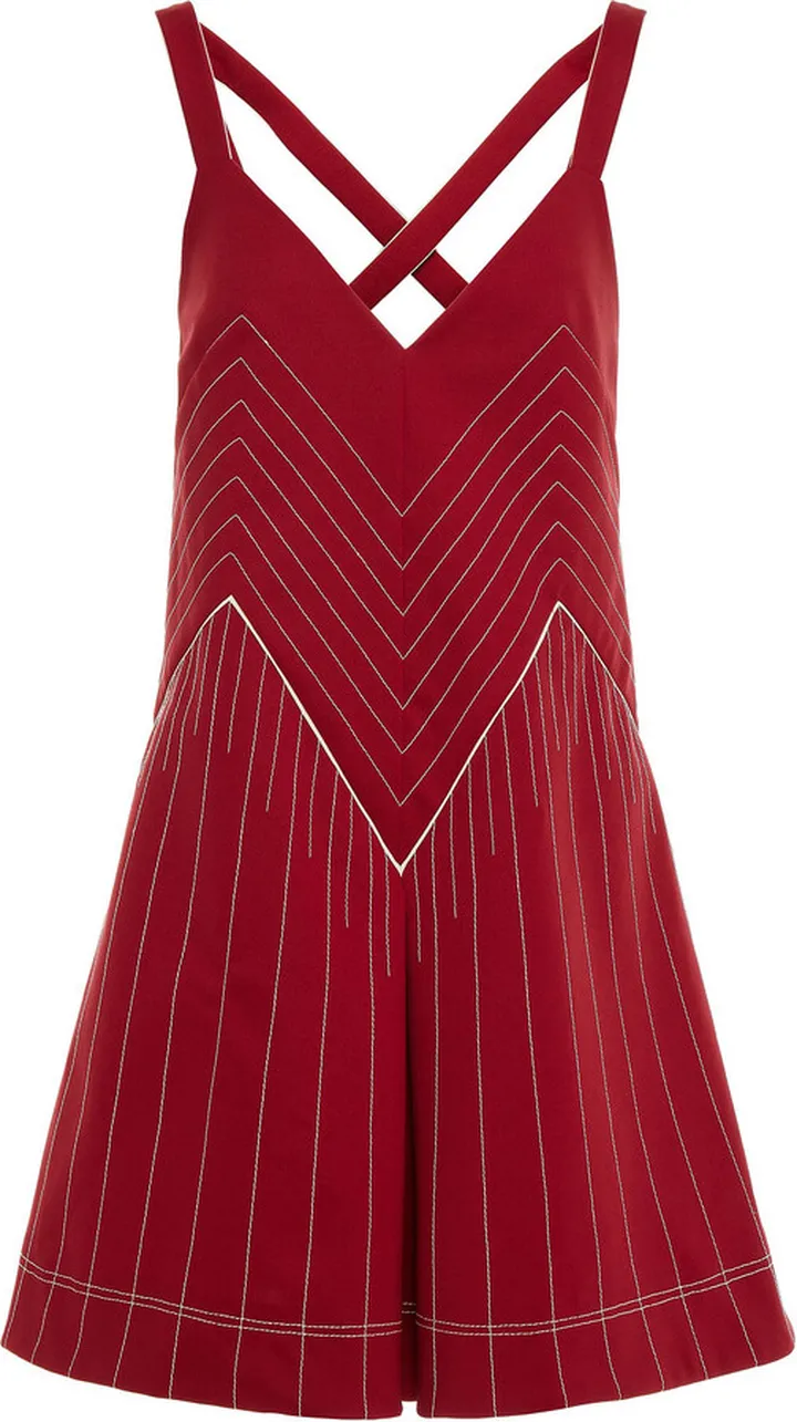 Pleated stretch-ponte mini dress