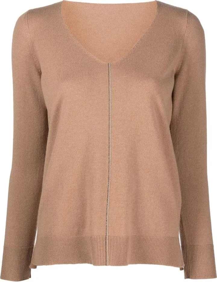 V-neck long-sleeved jumper