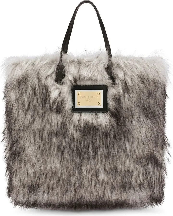 Faux-Fur Leather Tote Bag