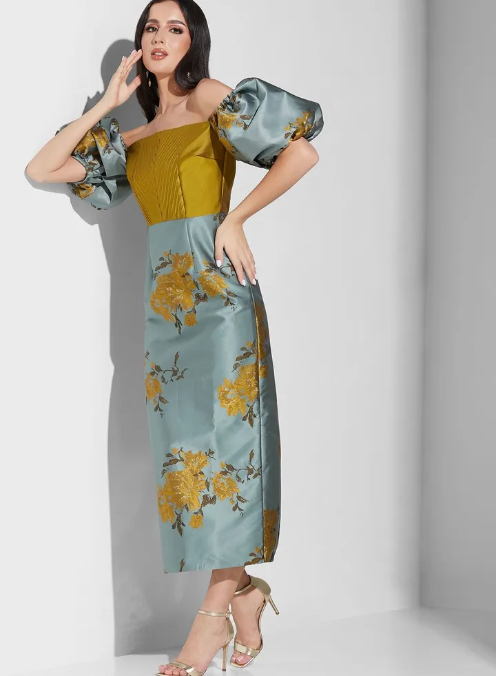 Bardot Floral Balloon Sleeve Dress