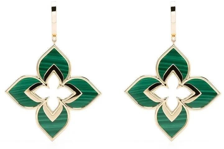 18kt yellow gold Venetian Princess malachite and ruby earrings