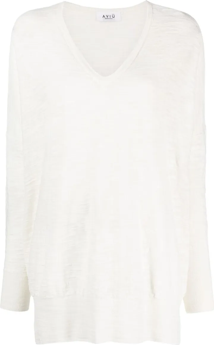 V-neck semi-sheer sweatshirt