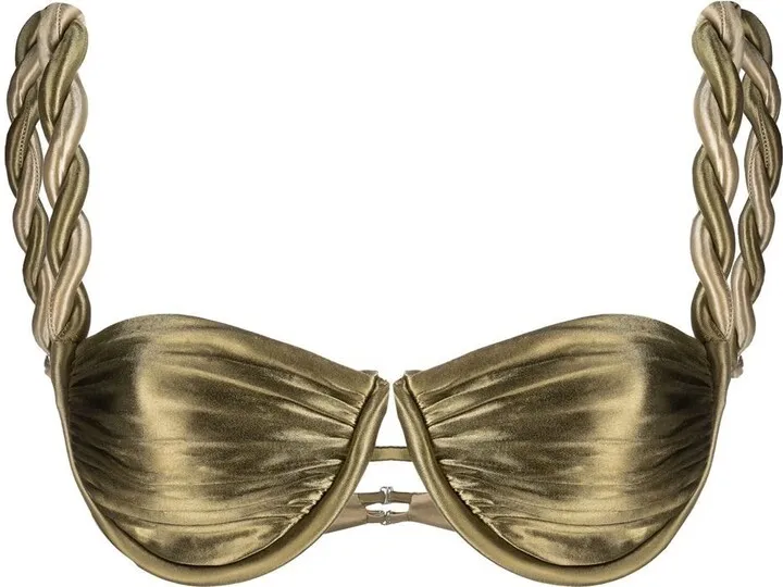 Metallic Twist-Detail Bikini Top