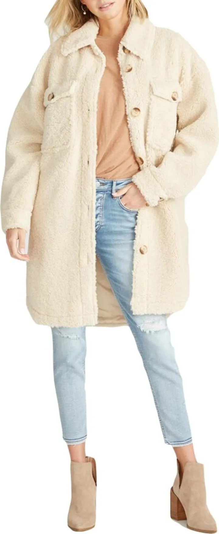 Womens Winter Midi Faux Fur Coat