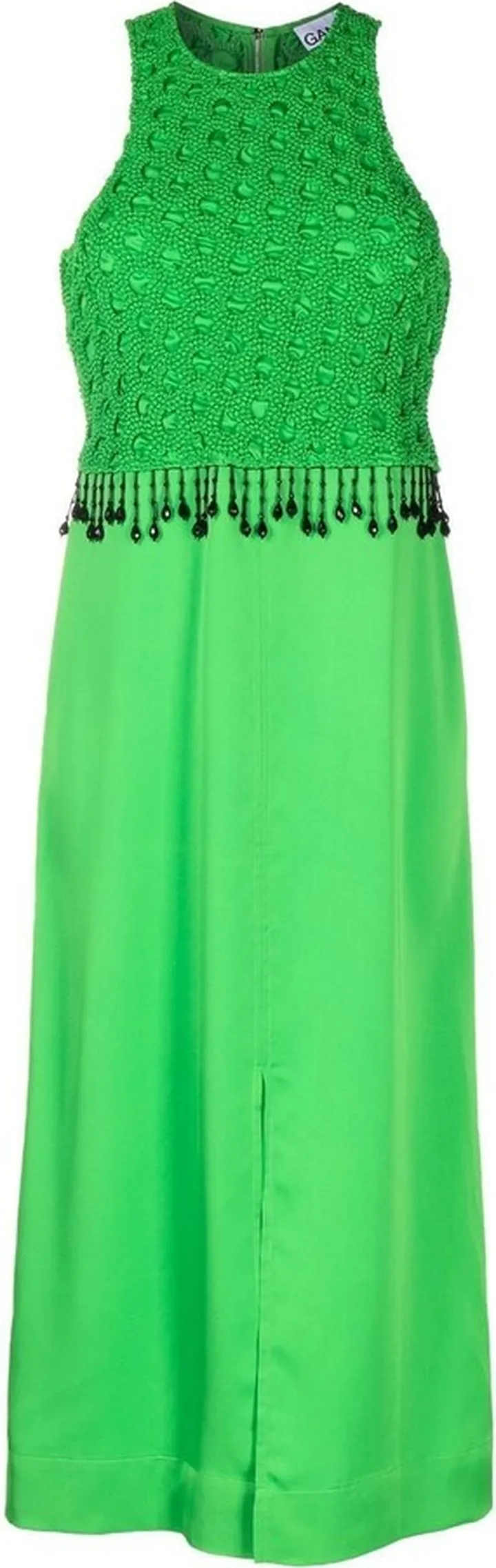 Smocked Satin Midi Dress