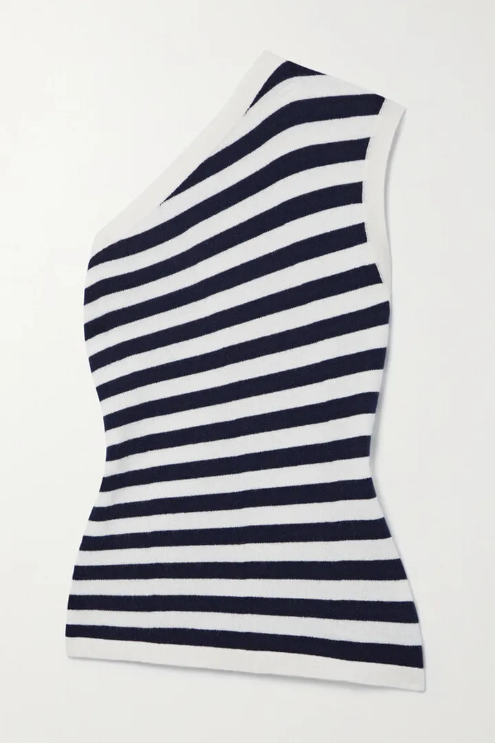 Clements Ribeiro - Cannes One-shoulder Striped Cashmere Top - Blue
