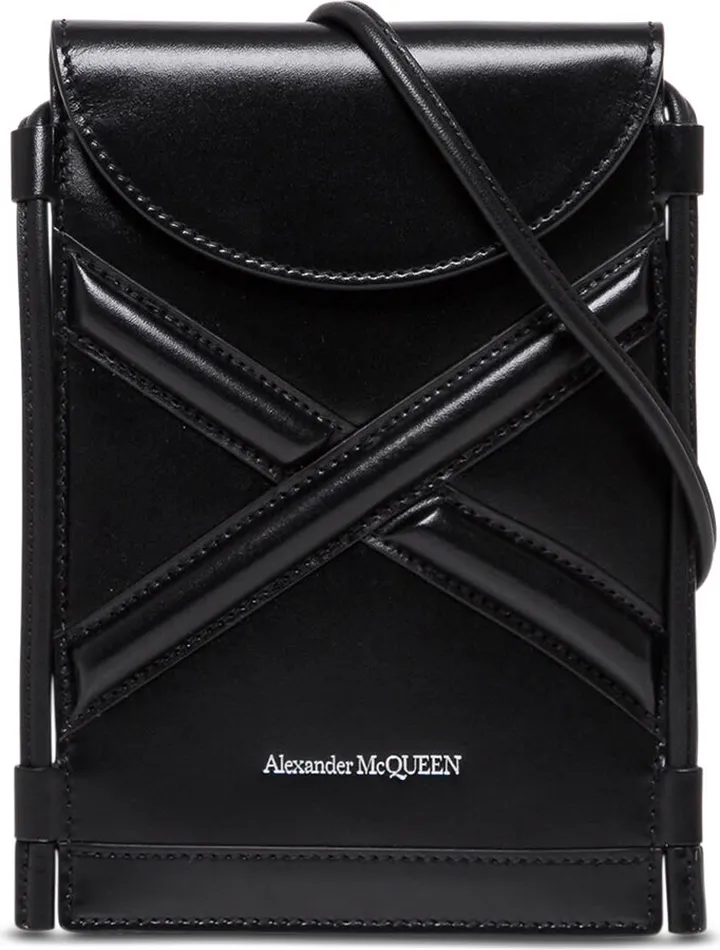 Alexander Mcqueen Woman's The Curve Micro Black Leather Crossbody Bag