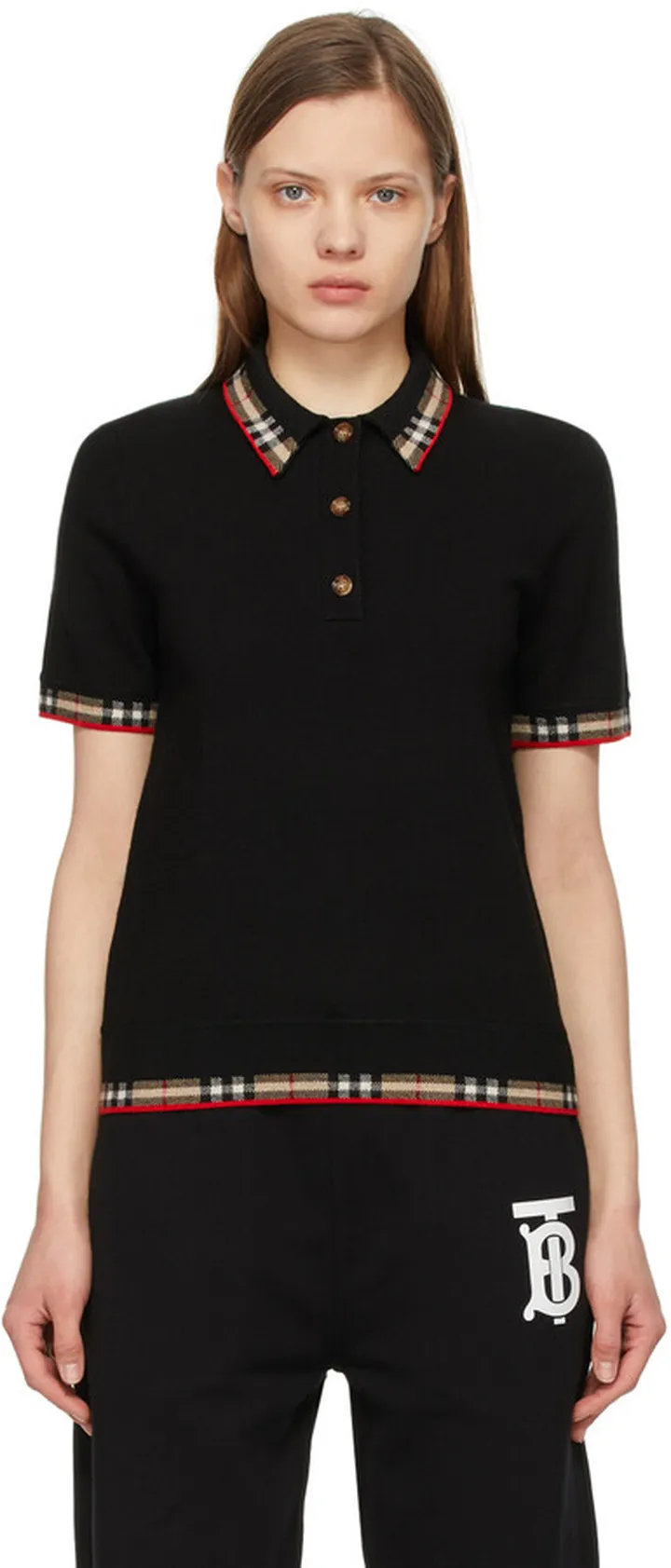 Burberry Black Check Trim Lola Polo