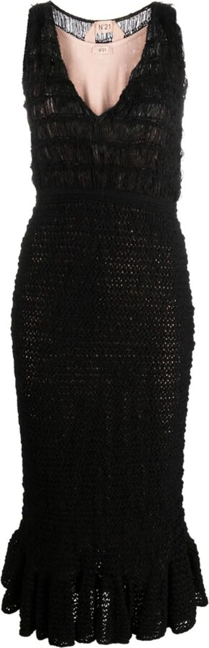Crochet-Knit Midi Dress
