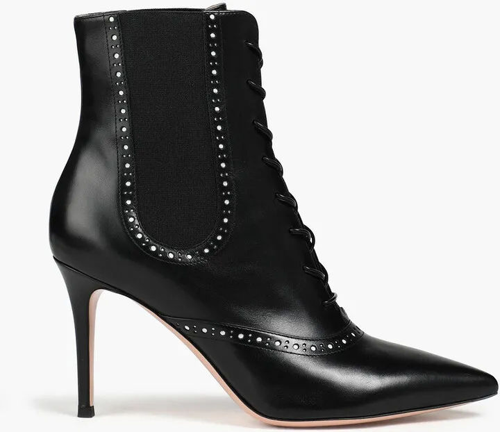 Murphy lace-up laser-cut leather ankle boots