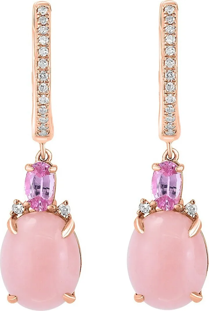 14K Rose Gold & Multi Stone Drop Earrings