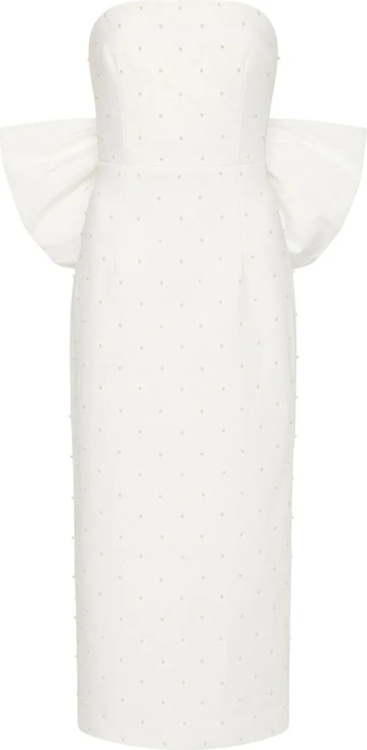 Perle bow midi dress