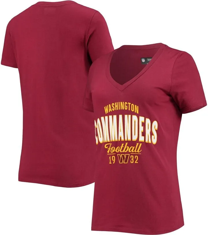 Women's New Era Burgundy Washington Commanders V-Neck T-shirt
