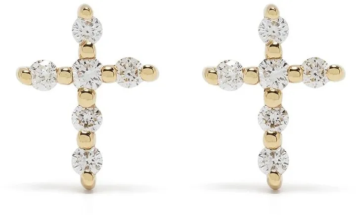 18kt yellow gold diamond Big Cross earrings