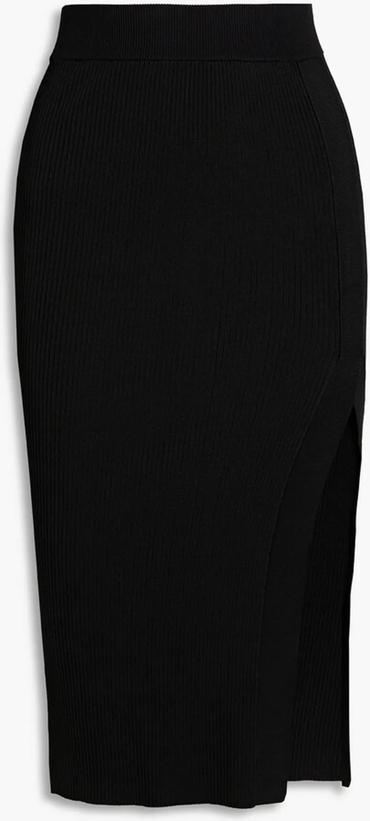 Ribbed-knit midi skirt