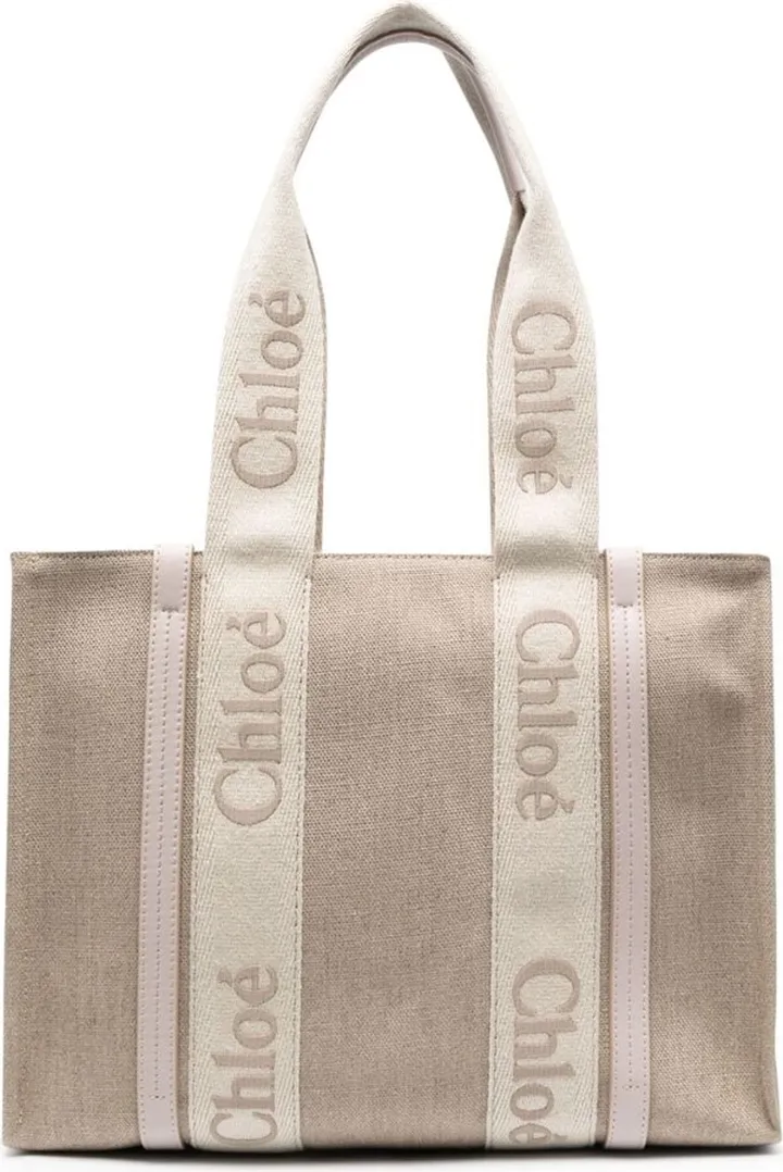 Logo-Embroidered Linen Tote Bag