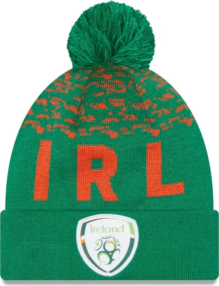 Men's New Era Green Ireland National Team Marl Cuffed Knit Hat with Pom
