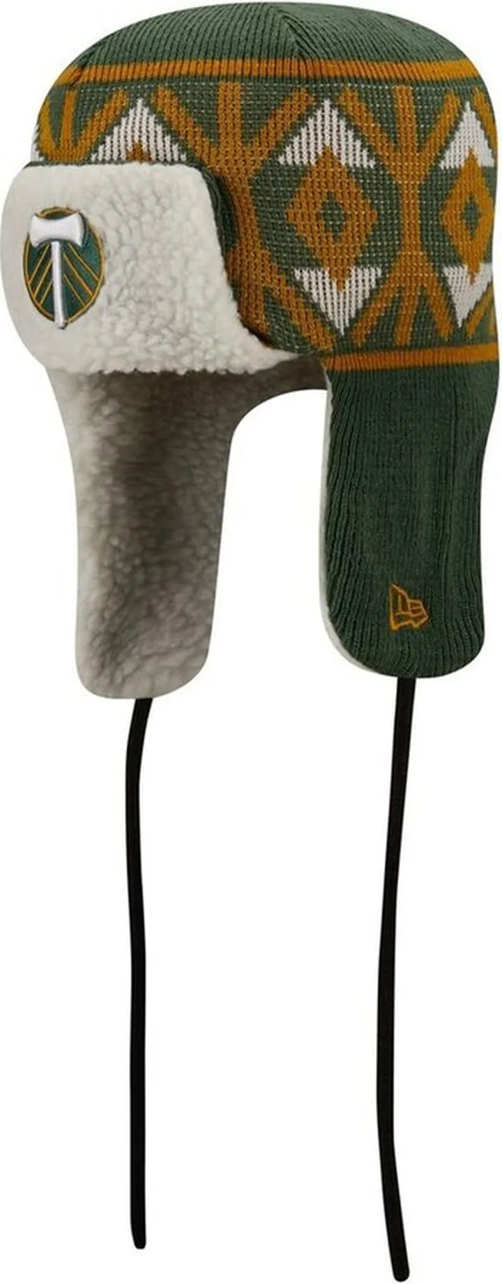 Men's New Era Green Portland Timbers Logo Trapper Knit Hat